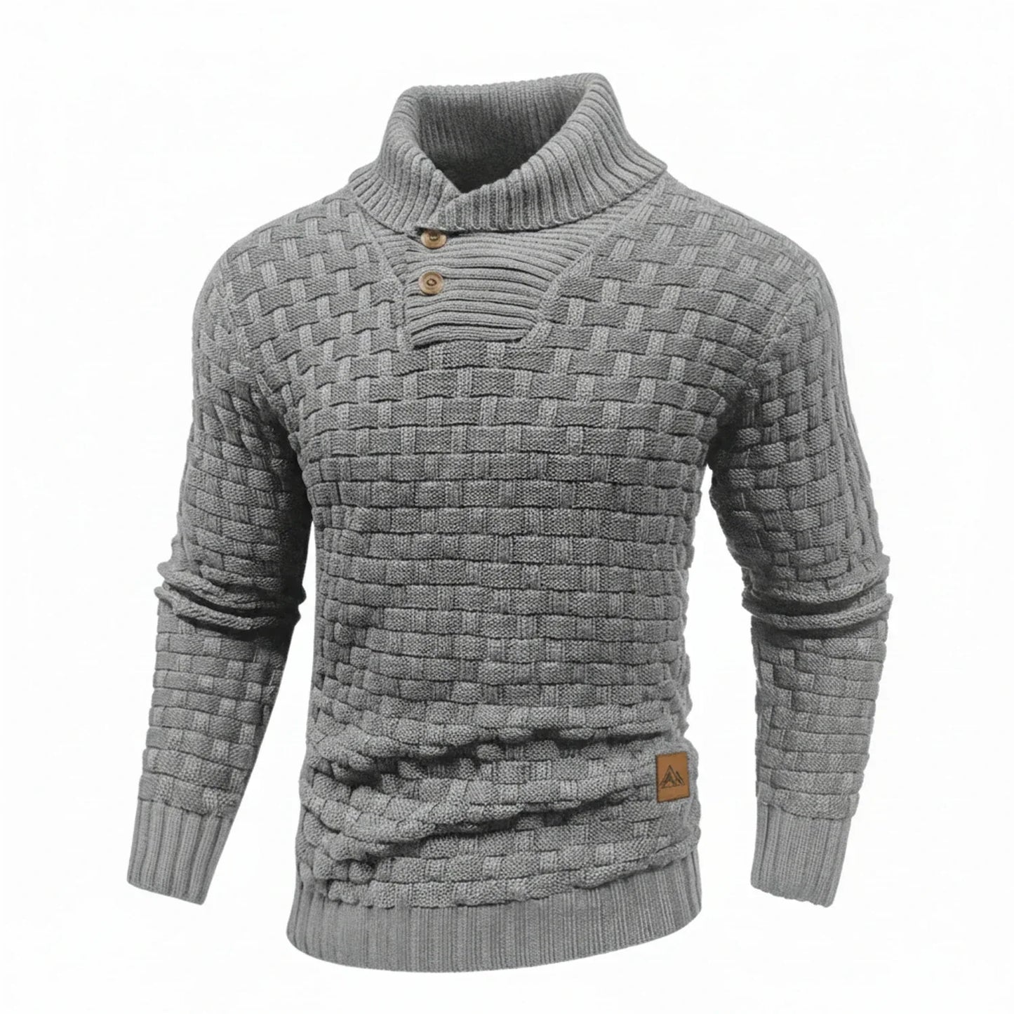 Herren Strickpullover Strukturiert Knopfkragen