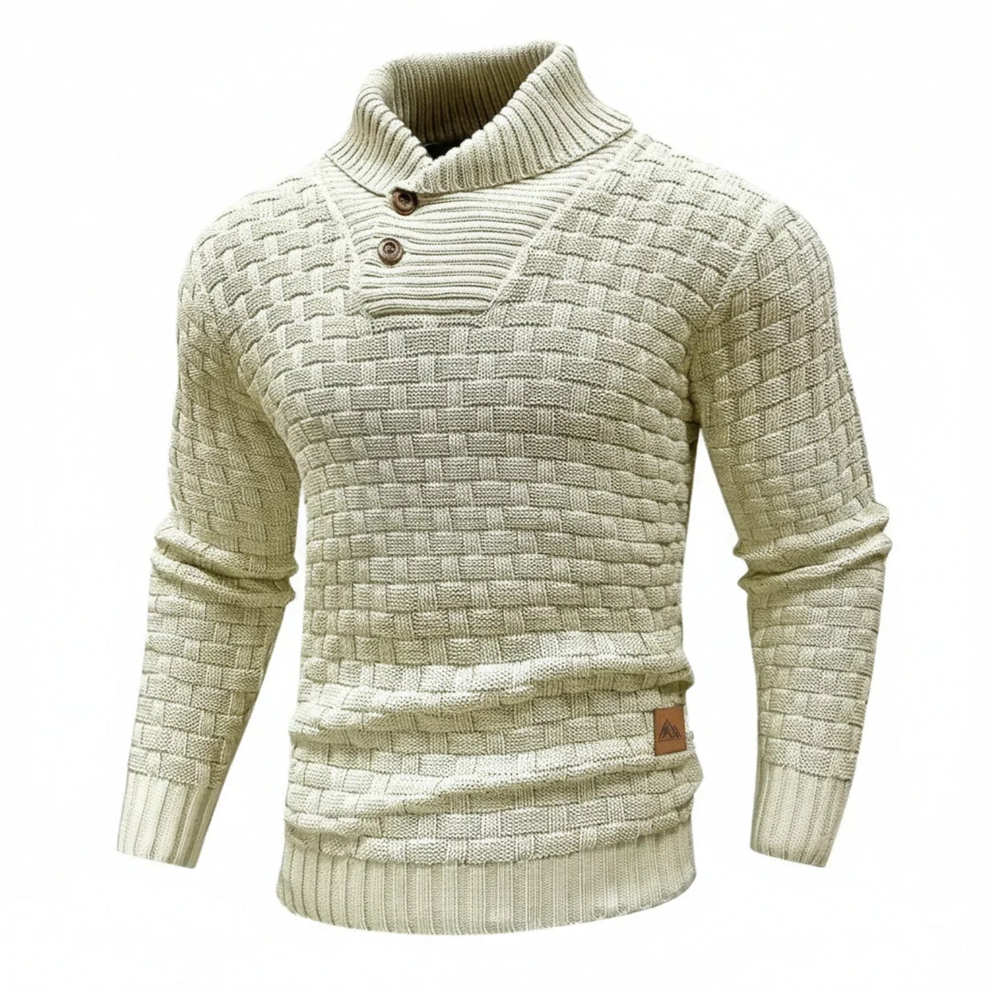 Herren Strickpullover Strukturiert Knopfkragen