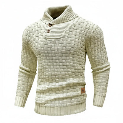 Herren Strickpullover Strukturiert Knopfkragen