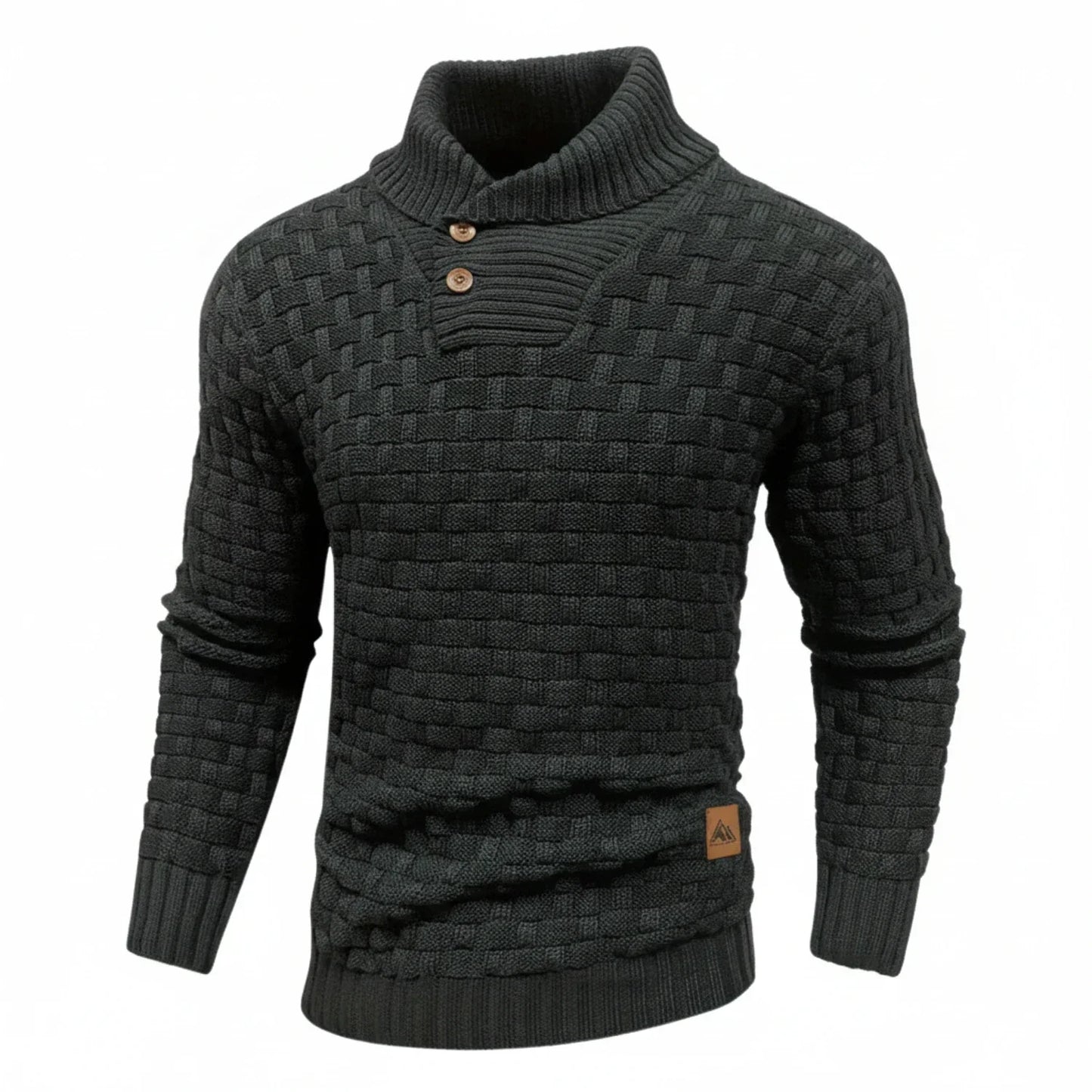 Herren Strickpullover Strukturiert Knopfkragen
