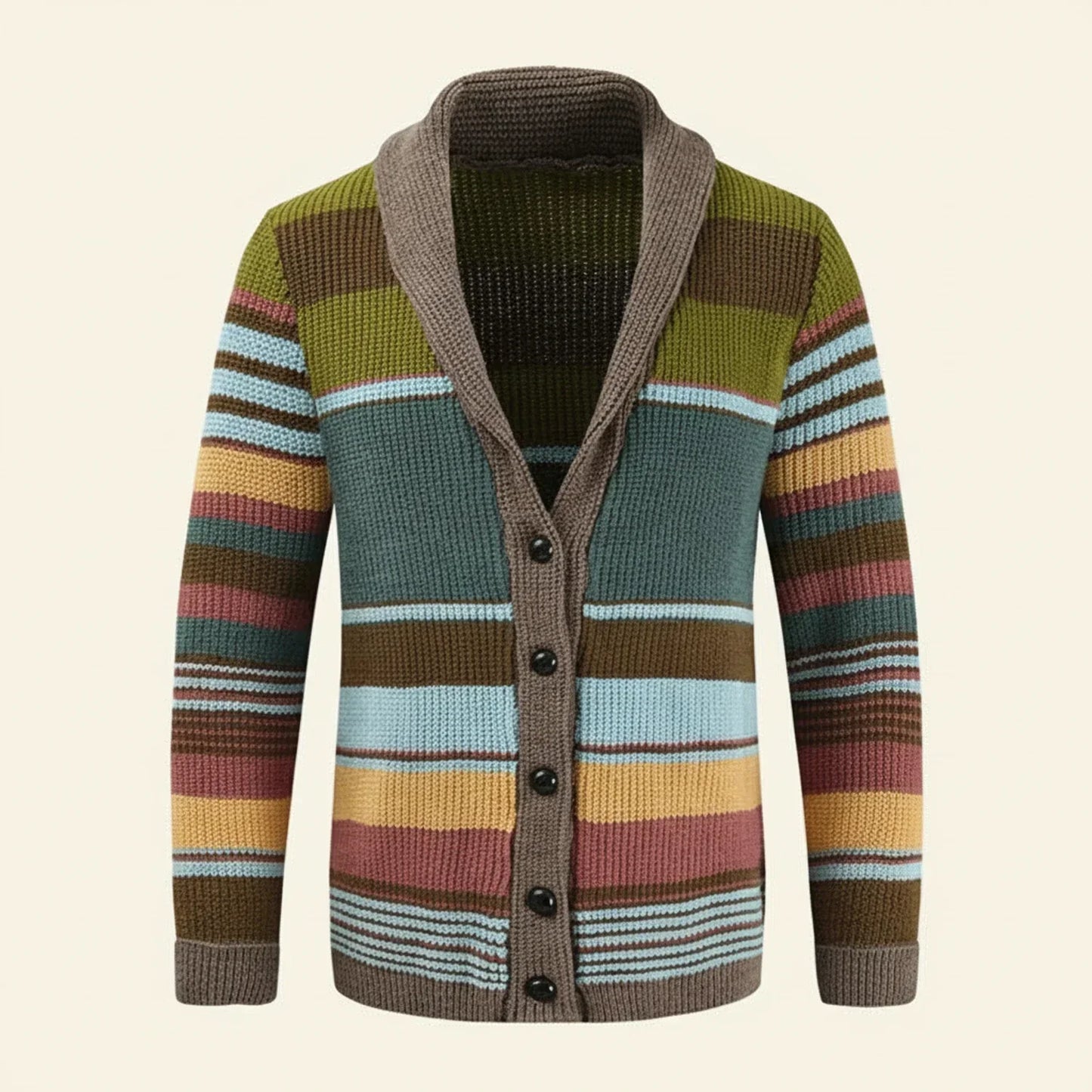 Herren Strickcardigan Gestreift mit Knöpfen