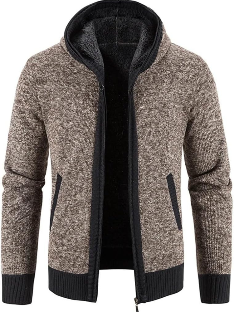 Herren Winter-Kapuzenjacke Reißverschluss Streifen