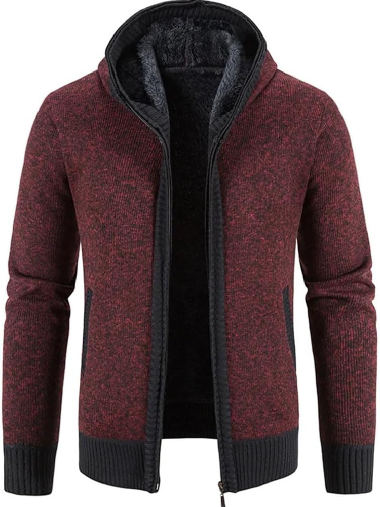 Herren Winter-Kapuzenjacke Reißverschluss Streifen