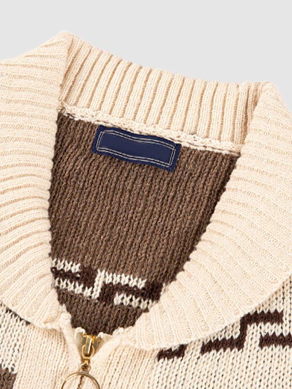 Herren Strickjacke mit Schalkragen Muster grau