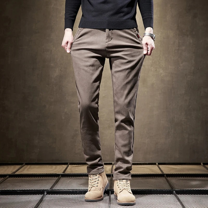 Herren Cordhose Slim Fit Fleece-Futter Warm