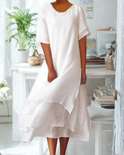 Damen Midi-Abendkleid Mehrlagiger Saum Elegantes Kleid
