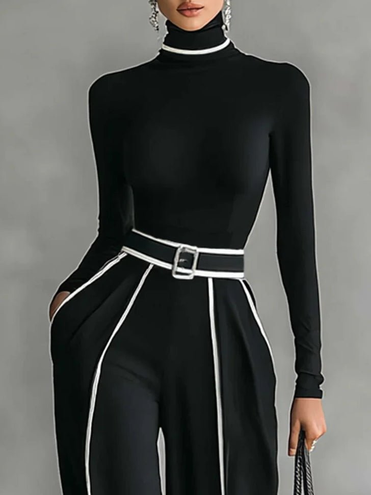 damen business set rollkragen top und hose
