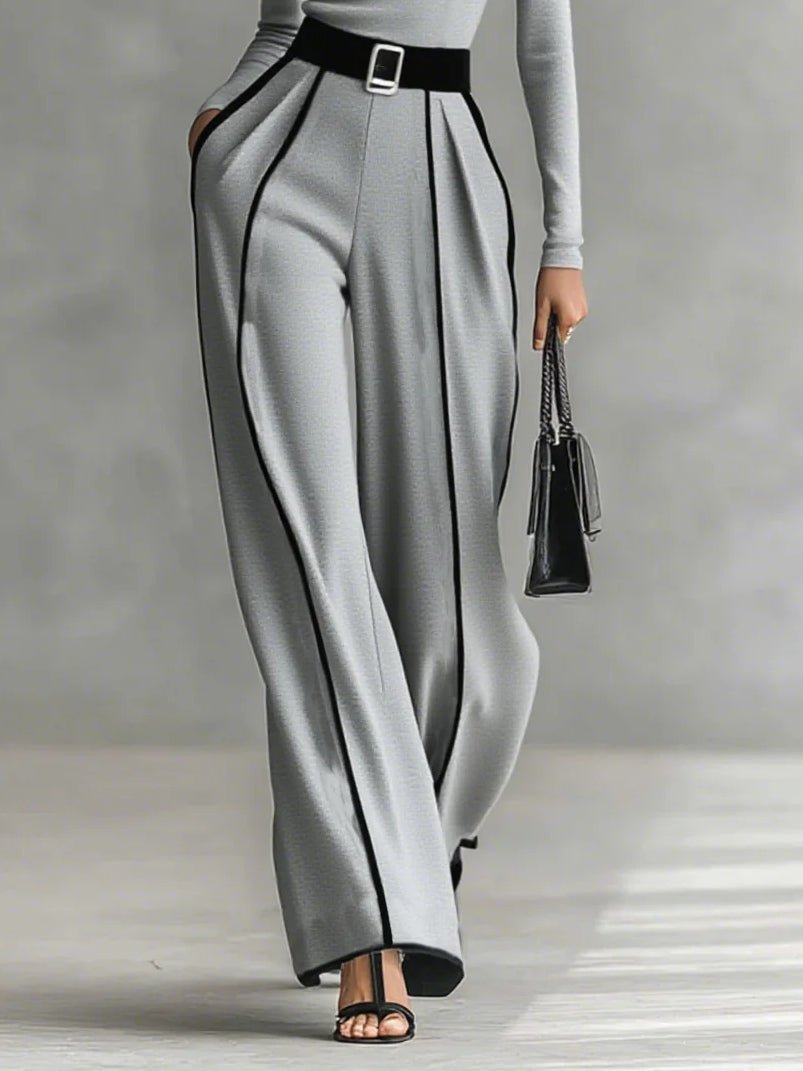 Milou Damen Set Rollkragenoberteil Weite Hose