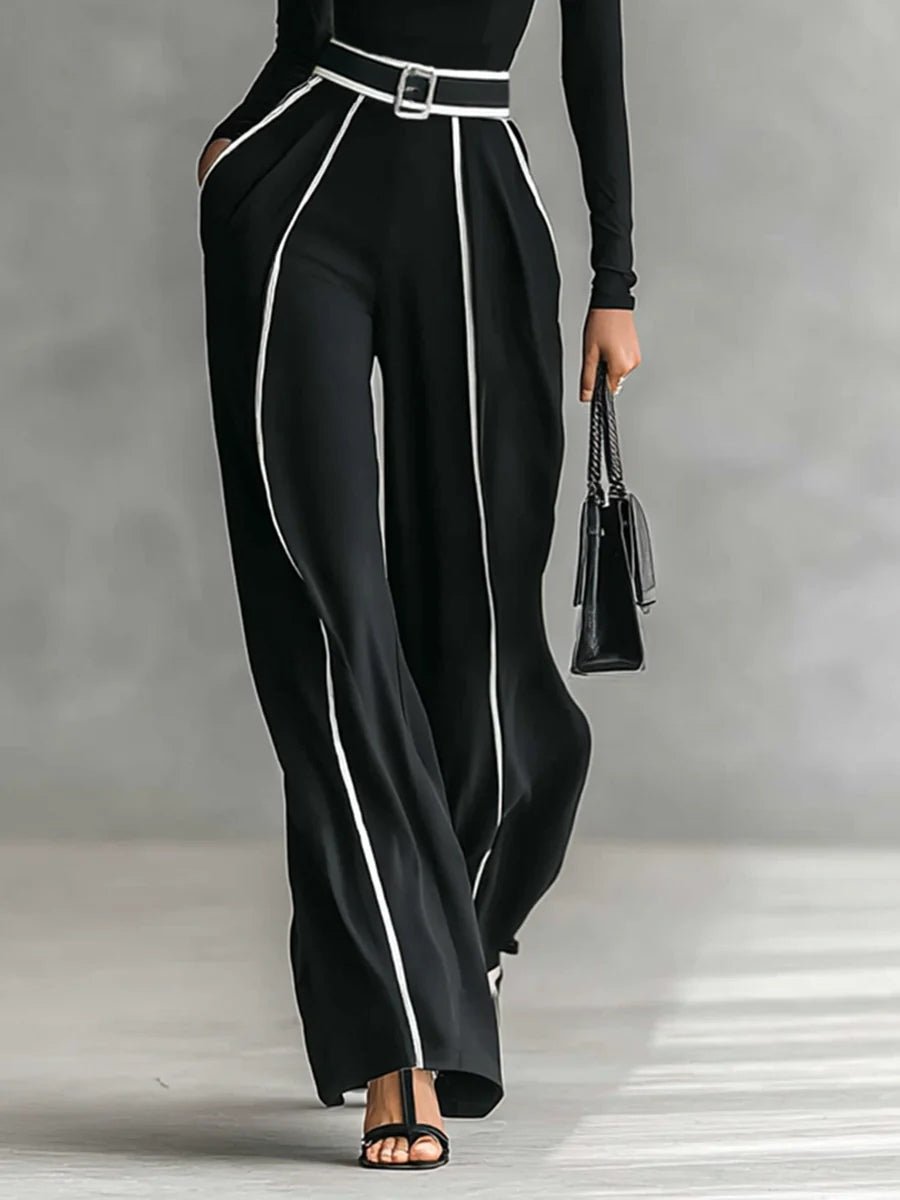 Milou Damen Set Rollkragenoberteil Weite Hose