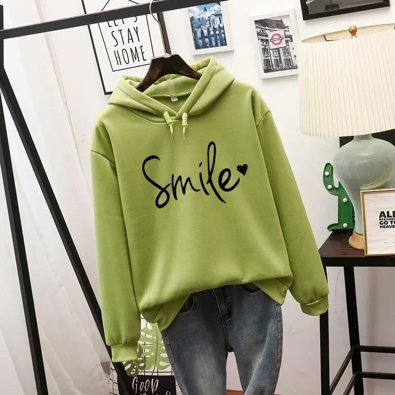 Norvielle Damen Hoodie Smile-Love Design Grau
