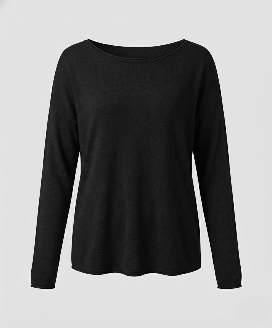 Damen Langarmshirt Leicht Baumwolle Weiß