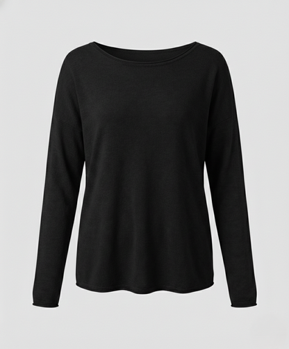 Damen Langarmshirt Leicht Baumwolle Weiß