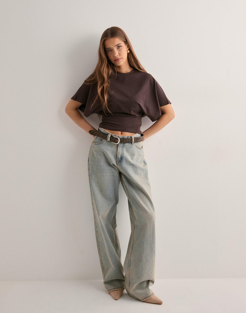 Damen Kurzes T-Shirt Rundhalsausschnitt