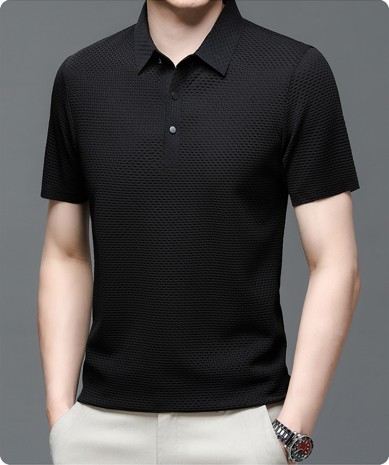 Herren Polo-Shirt Kurzarm Strukturstoff Business Lässig