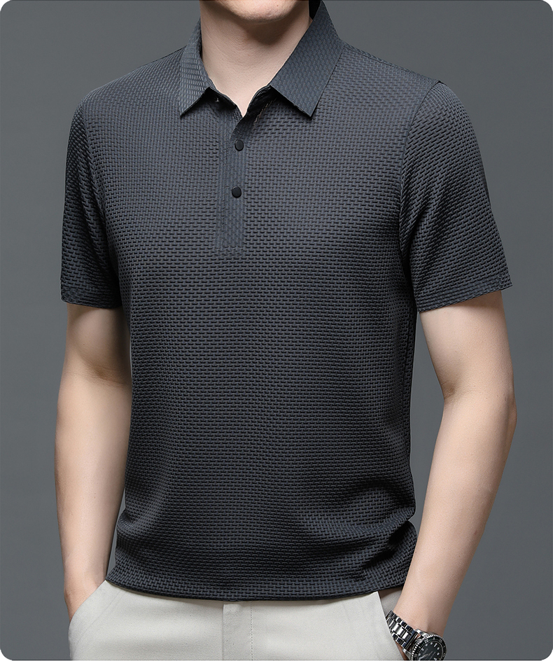Herren Polo-Shirt Kurzarm Strukturstoff Business Lässig