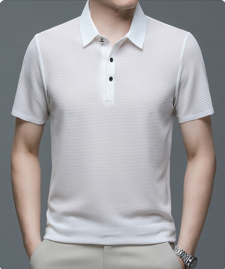 Morten Herren Poloshirt Mesh Atmungsaktiv Weiß