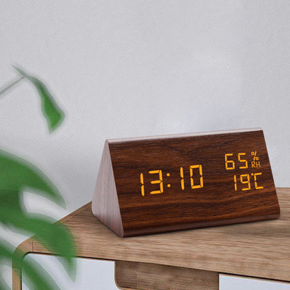 Holz Digitaler LED Wecker Mit Temperaturanzeige - Norvielle
