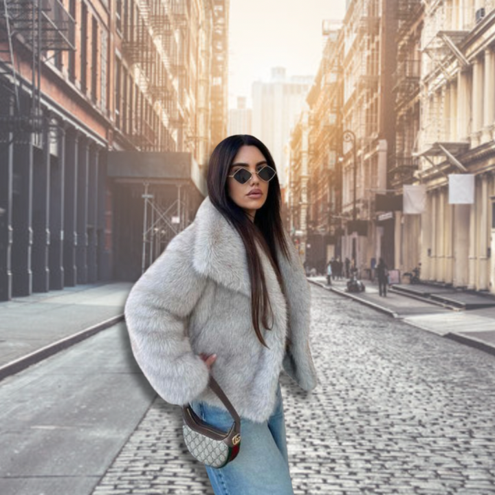 Norvielle Damen Kunstpelzmantel Warm