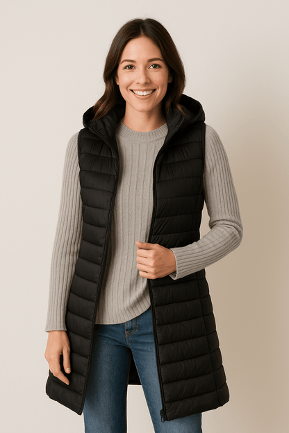 Damen Steppweste Kapuze Modern Komfortdesign