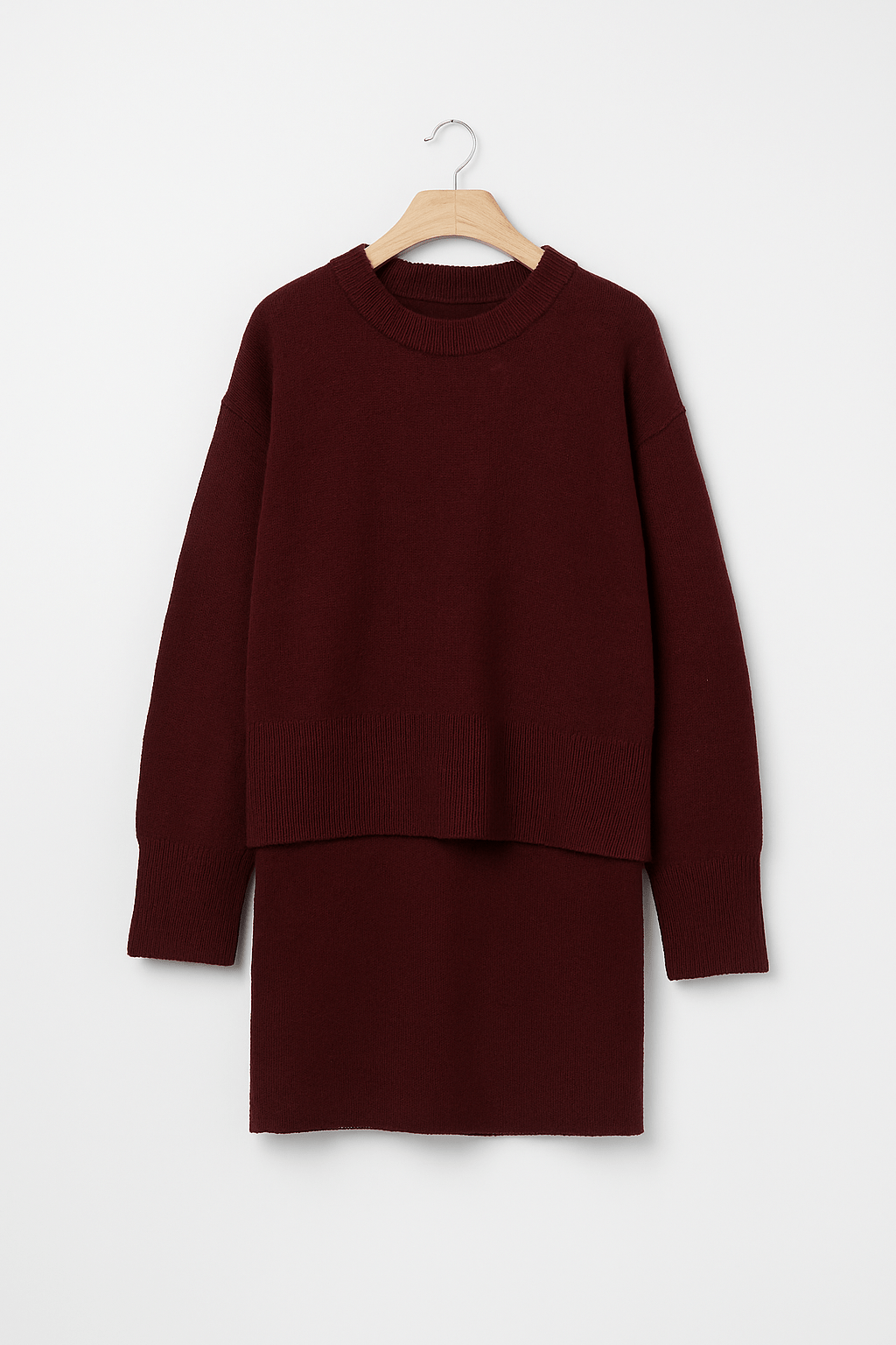 Damen Zweiteiler Strickpullover Rock Elegantes Set