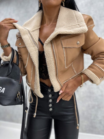 Damen Winterjacke Fleece Kuschelig