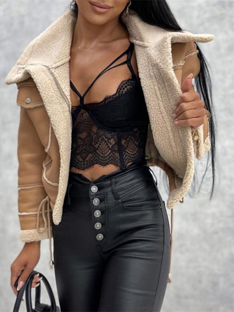 Damen Winterjacke Fleece Kuschelig