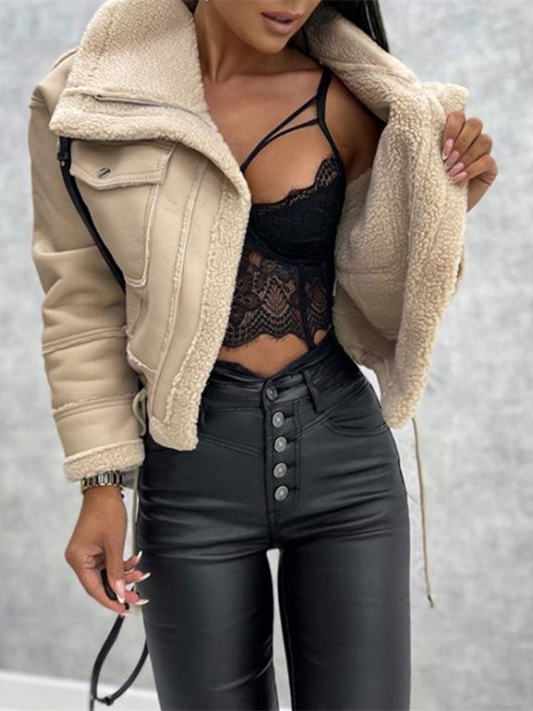 Damen Winterjacke Fleece Kuschelig
