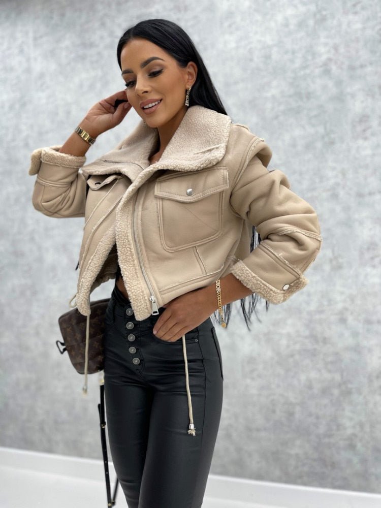 Damen Winterjacke Fleece Kuschelig