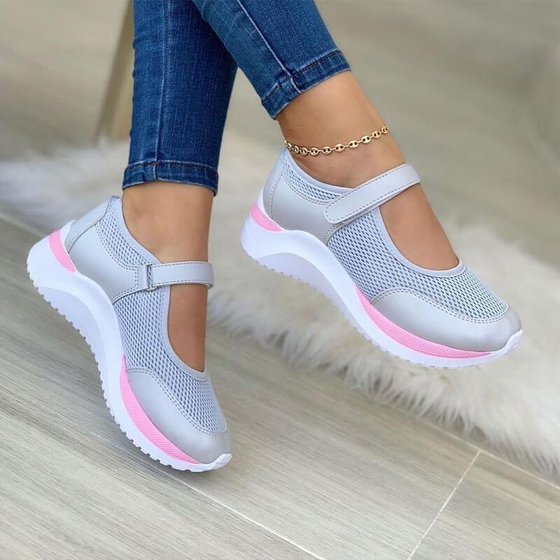 Damen Sneaker Mesh Klettverschluss Schwarz - Norvielle