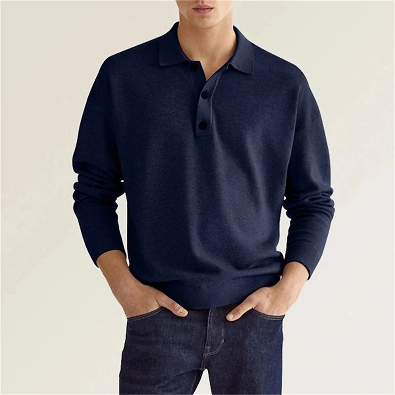 Norvielle Herren Langarm-Poloshirt Klassisch