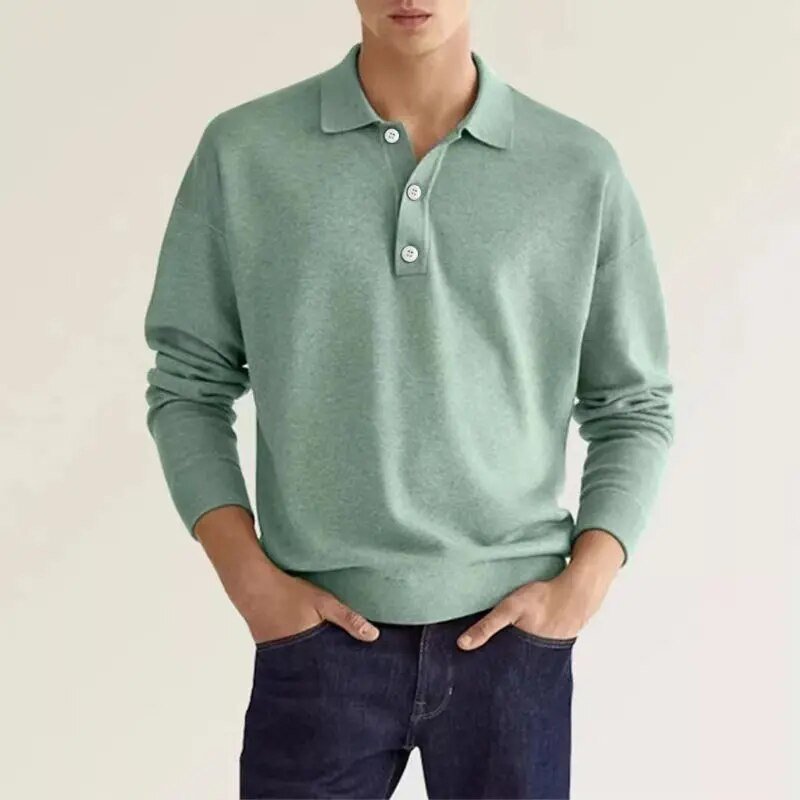 Norvielle Herren Langarm-Poloshirt Klassisch