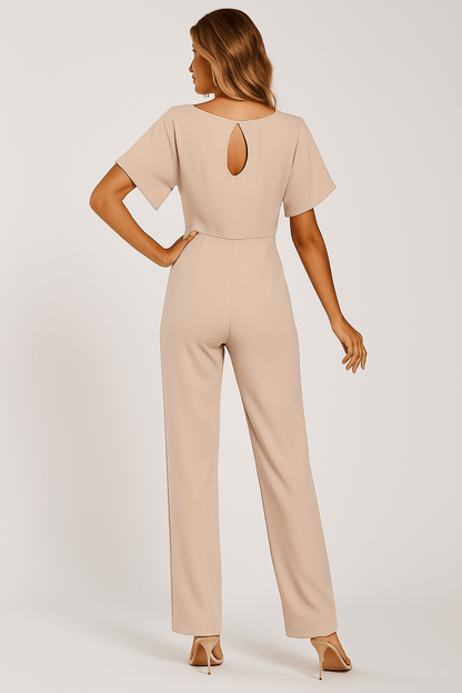 Damen Jumpsuit Taillengürtel Figurbetont