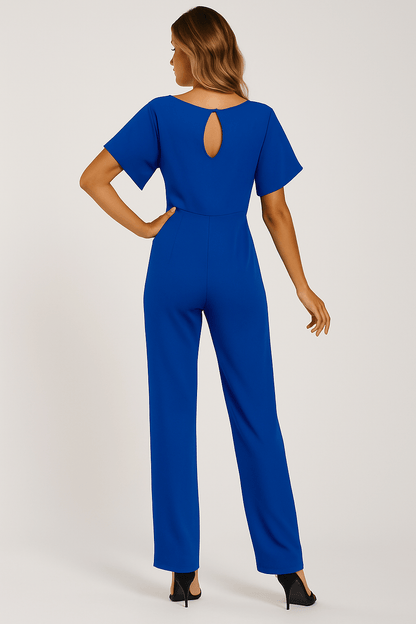 Damen Jumpsuit Taillengürtel Figurbetont