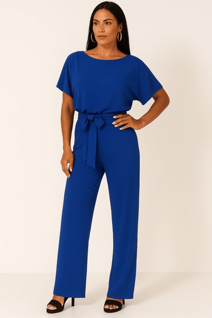 Damen Jumpsuit Taillengürtel Figurbetont