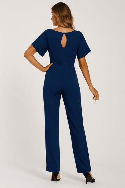 Damen Jumpsuit Taillengürtel Figurbetont