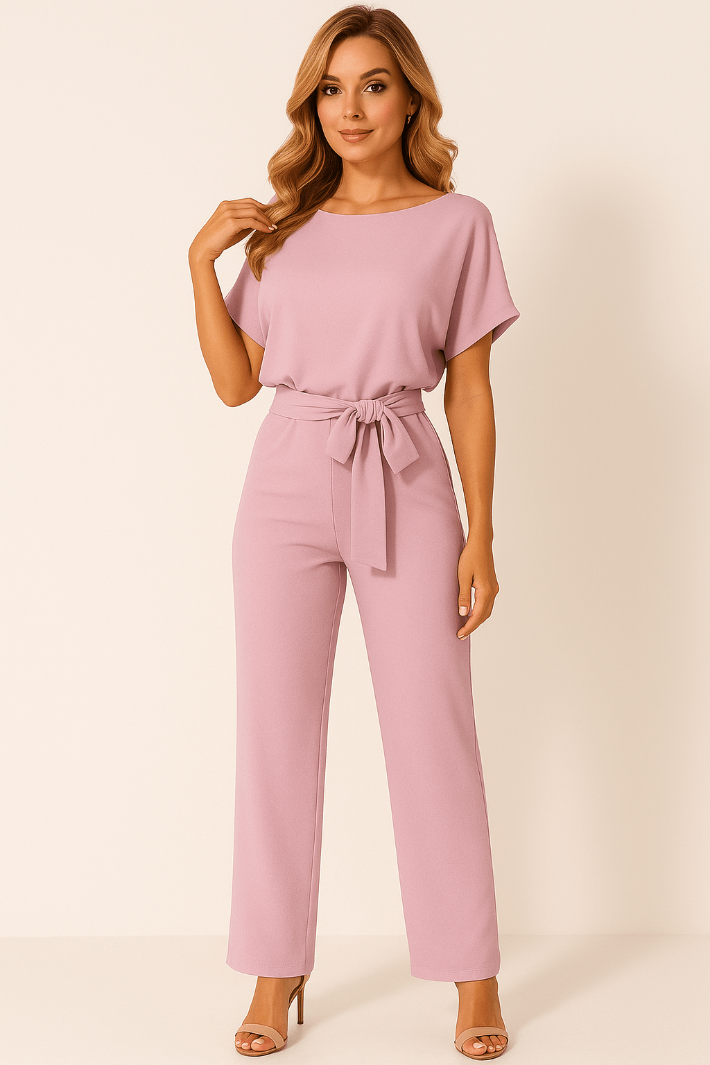 Damen Jumpsuit Taillengürtel Figurbetont