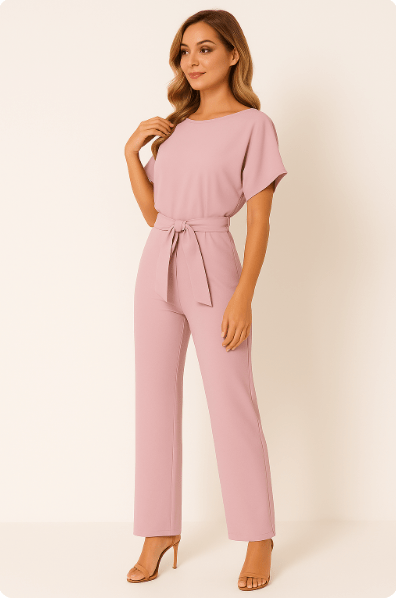 Damen Jumpsuit Taillengürtel Figurbetont
