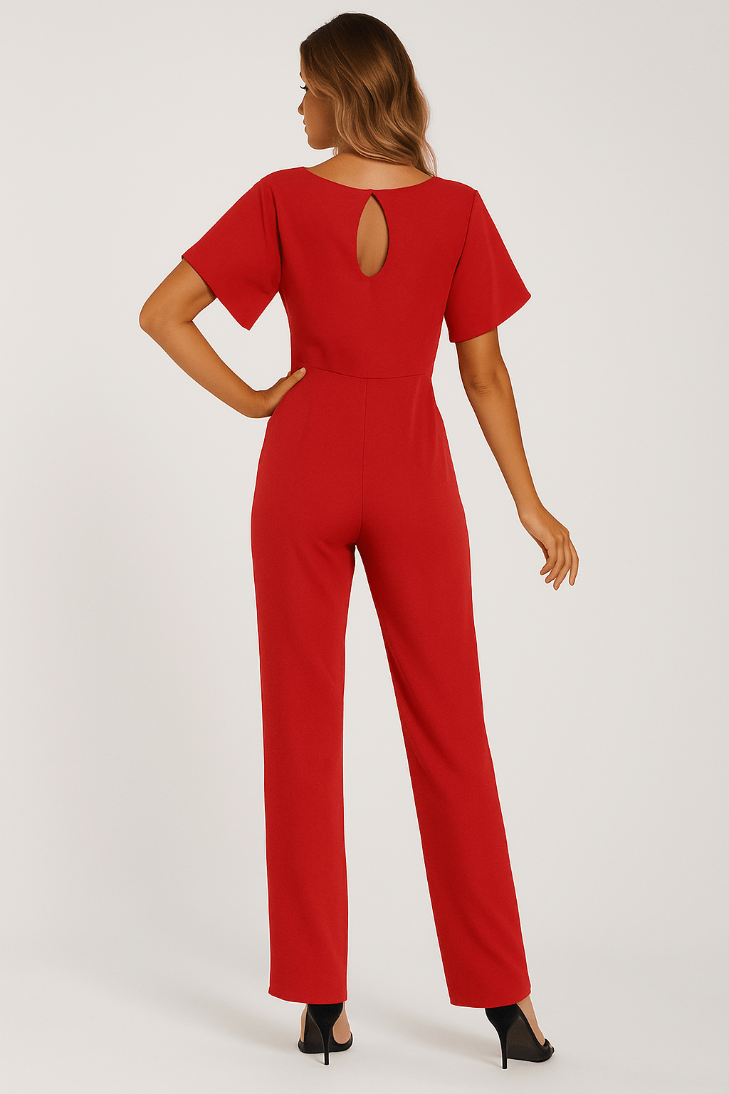 Damen Jumpsuit Taillengürtel Figurbetont