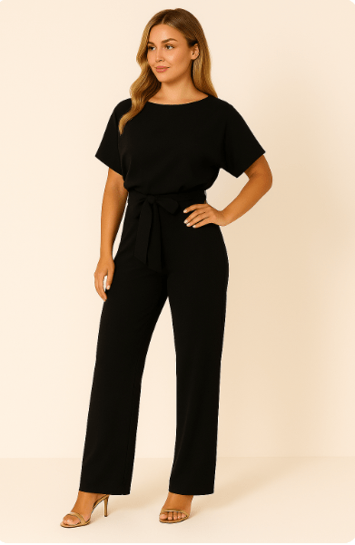 Damen Jumpsuit Taillengürtel Figurbetont