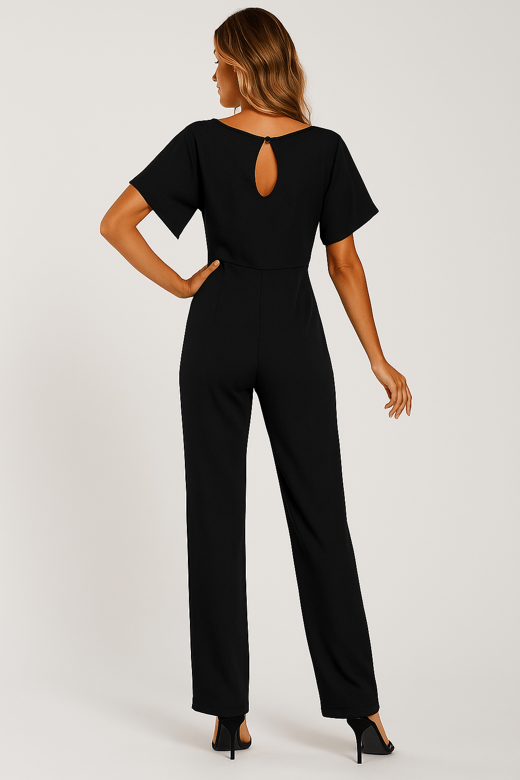 Damen Jumpsuit Taillengürtel Figurbetont