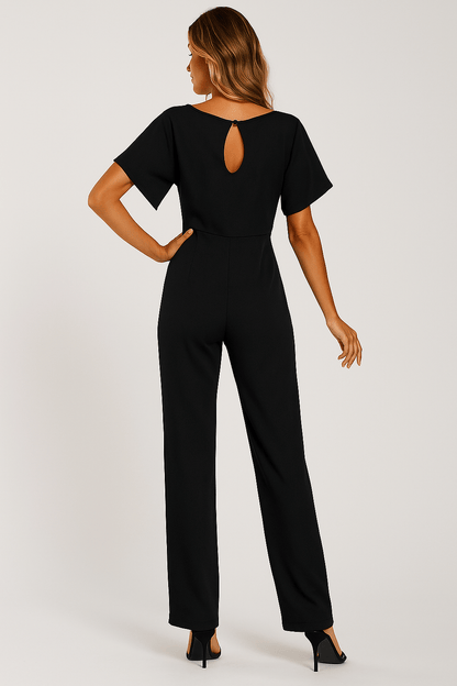 Damen Jumpsuit Taillengürtel Figurbetont
