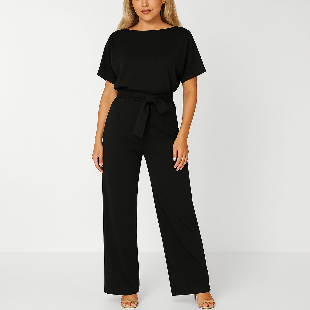 Damen Jumpsuit Taillengürtel Figurbetont