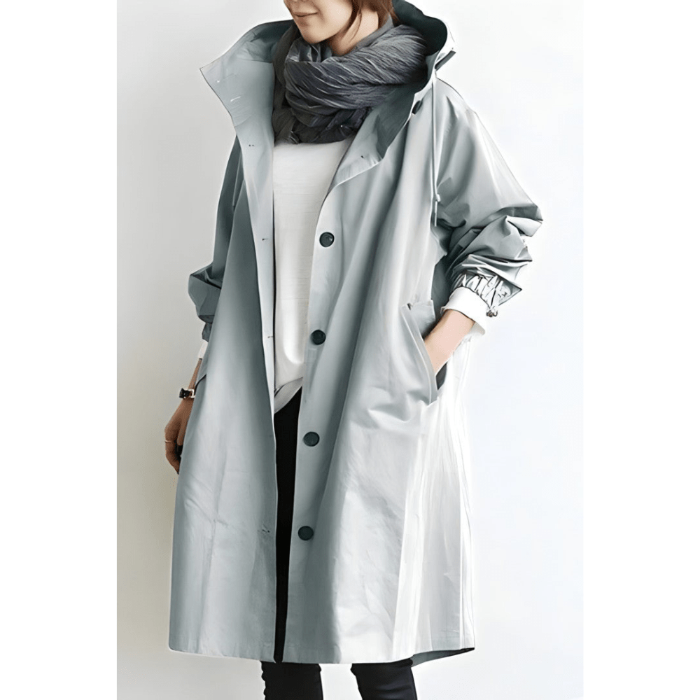 Damen Trenchcoat Leicht Kapuze Beige