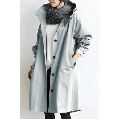 Damen Trenchcoat Leicht Kapuze Beige