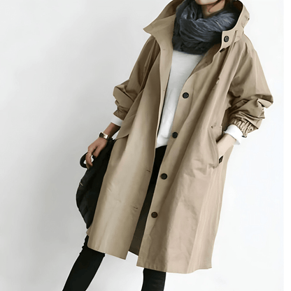 Damen Trenchcoat Wetterfest mit Kapuze
