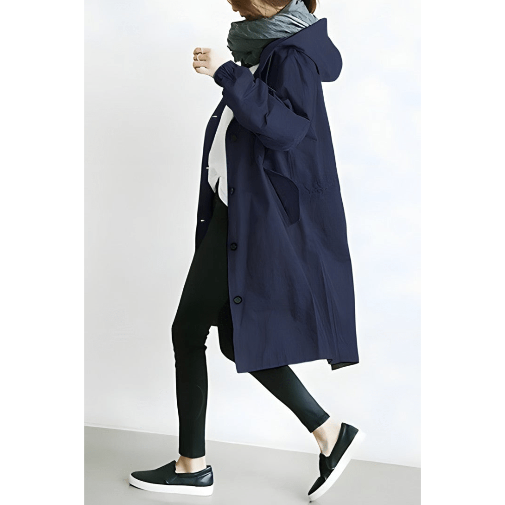 Damen Trenchcoat Wetterfest mit Kapuze