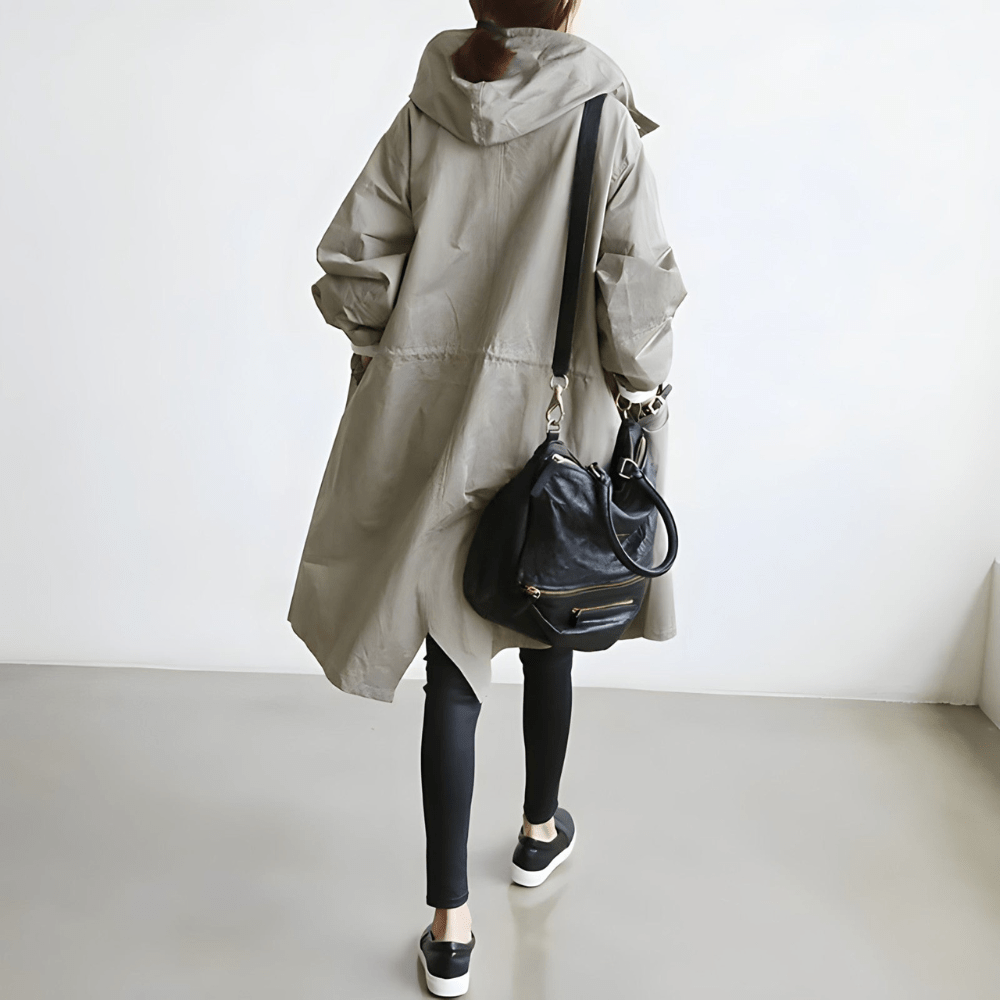 Damen Trenchcoat Wetterfest mit Kapuze - Norvielle