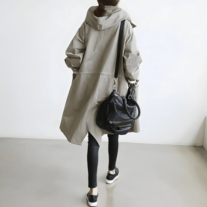 Damen Trenchcoat Wetterfest mit Kapuze - Norvielle
