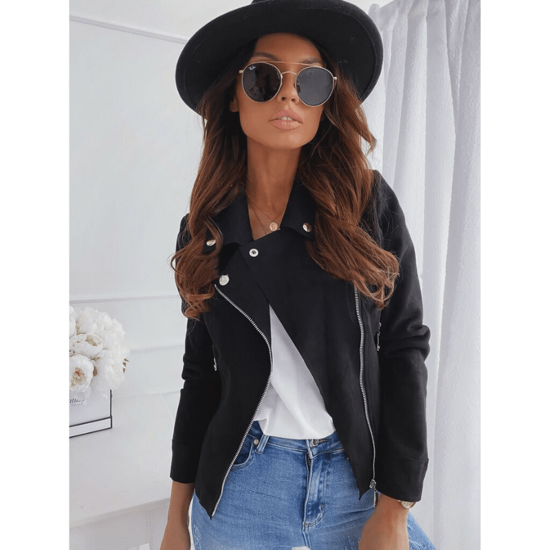 Leder Bikerjacke Damen Vintage Stil
