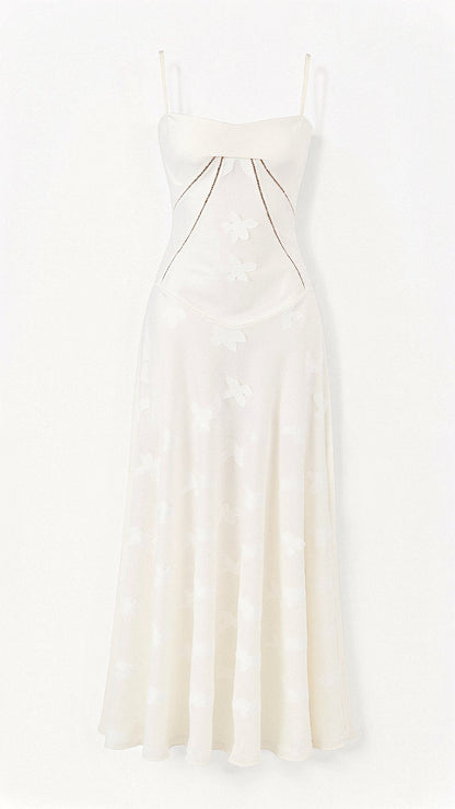 Weißes Maxikleid Schmetterlingsmuster Ibiza Stil Damen